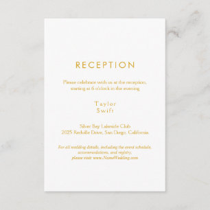 Informações Cartão de Recepção de Casamento Chic Dourado