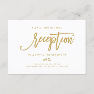 Informações Cartão de Recepção de Casamento Chic Dourado com L
