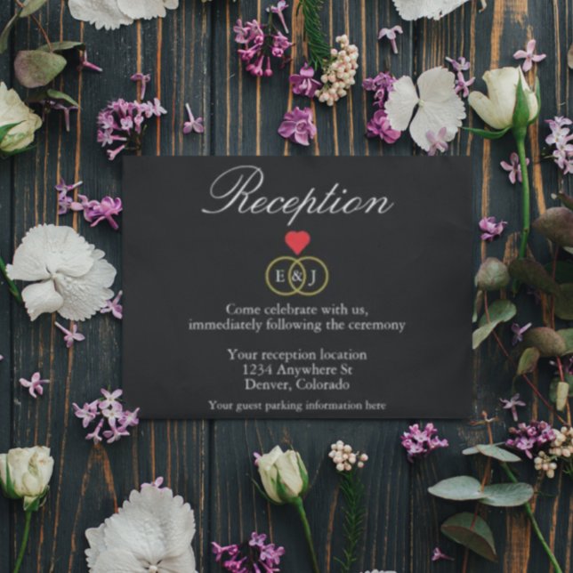 Informações Cartão de Recepção de Casamento com Anéis Entrelaç (Criador carregado)