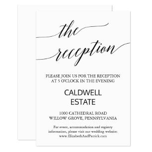 Informações Cartão de Recepção de Casamento com Caligrafia Pre