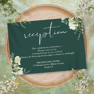 Informações Cartão de Recepção de Casamento com Letra Floral V
