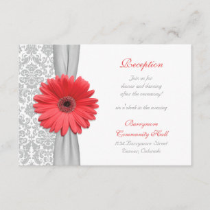 Informações Cartão de Recepção de Casamento Coral Daisy Grey D