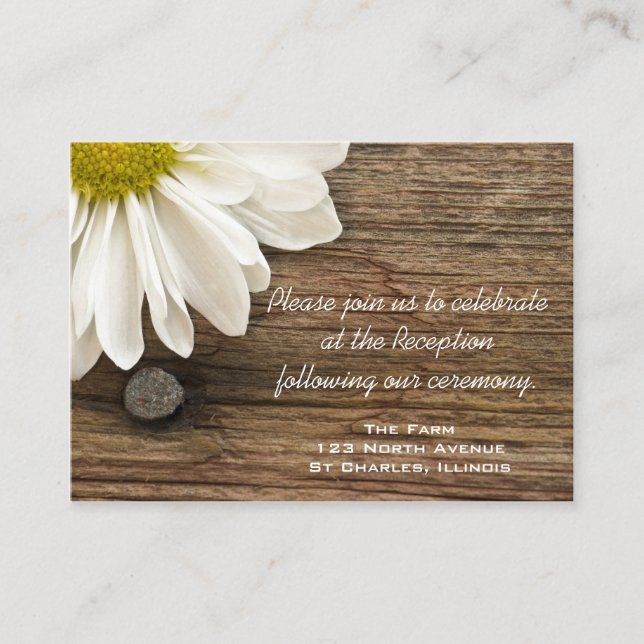Informações Cartão de Recepção de Casamento Country Daisy e Ba (Frente)