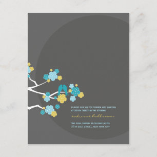 Informações Cartão de Recepção de Casamento de Pássaros de Amo