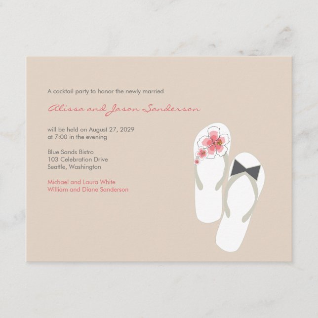 Informações Cartão de Recepção de Casamento de Praia do Sr. &  (Frente)