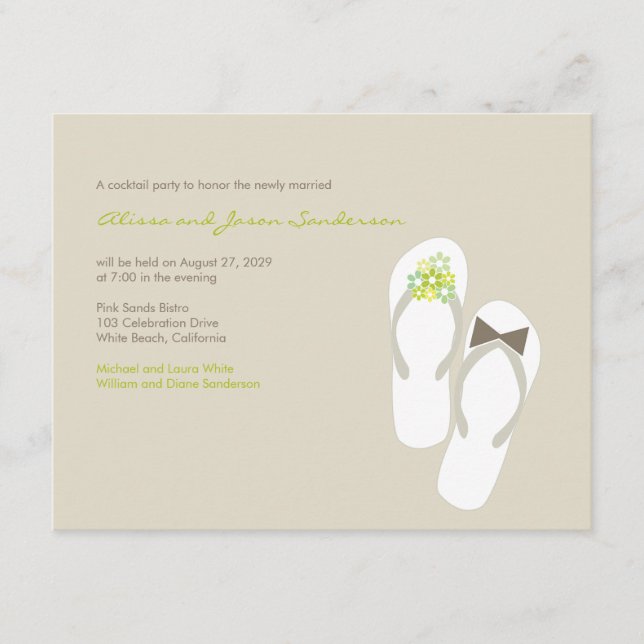 Informações Cartão de Recepção de Casamento de Praia do Sr. &  (Frente)