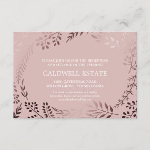 Informações Cartão de Recepção de Casamento Elegante em Dourad