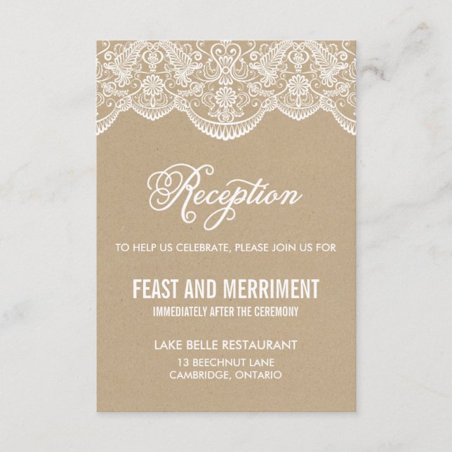 Informações Cartão de Recepção de Casamento em Renda Brocada V (Frente)