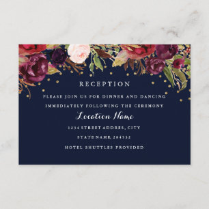Informações Cartão de Recepção de Casamento Floral Burgundy Do