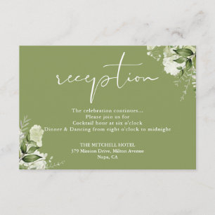 Informações Cartão de Recepção de Casamento Floral em Verde Mu