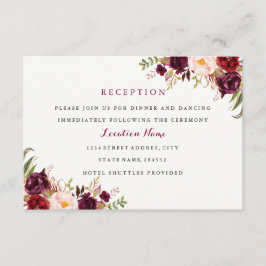 Informações Cartão de Recepção de Casamento Floral Vermelho Bo