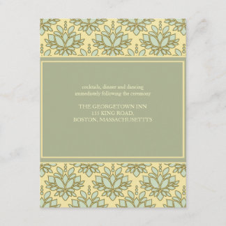 Informações cartão de recepção de casamento Green Lotus