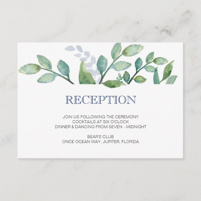 Informações Cartão de Recepção de Casamento GREENERY (Frente)