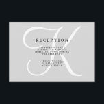 Informações Cartão de Recepção de Casamento Monograma Cinza Cl<br><div class="desc">Esses cartões de informação de recepção de casamento elegantes exibem seu monograma em texto grande e moderno colorido em branco sobre um fundo cinza suave.</div>