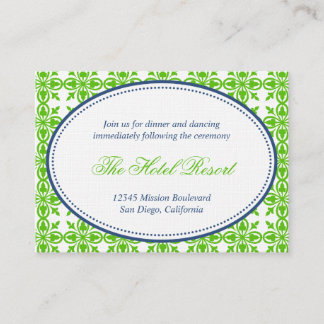 Informações Cartão de recepção de casamento oval verde navy pr