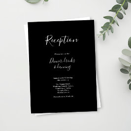 Informações Cartão de Recepção de Casamento Preto e Branco Min