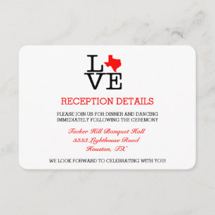 Informações Cartão de Recepção de Casamento Texas Love