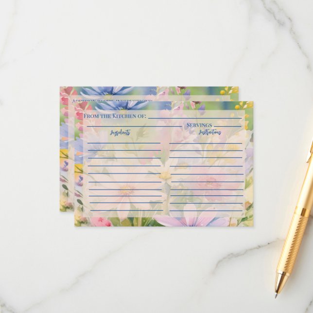 Informações Cartão de Recepção de Flores Selvagens de Aquarela (Frente/Verso In Situ)
