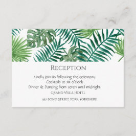 Informações Cartão de Recepção de Folhas Tropicais Watercolor