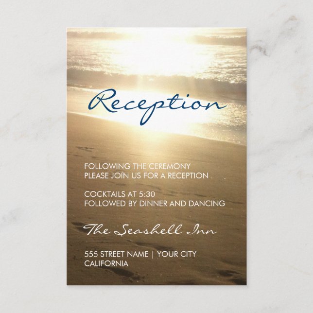 Informações Cartão de recepção de Praia ao Pôr do Sol (Frente)