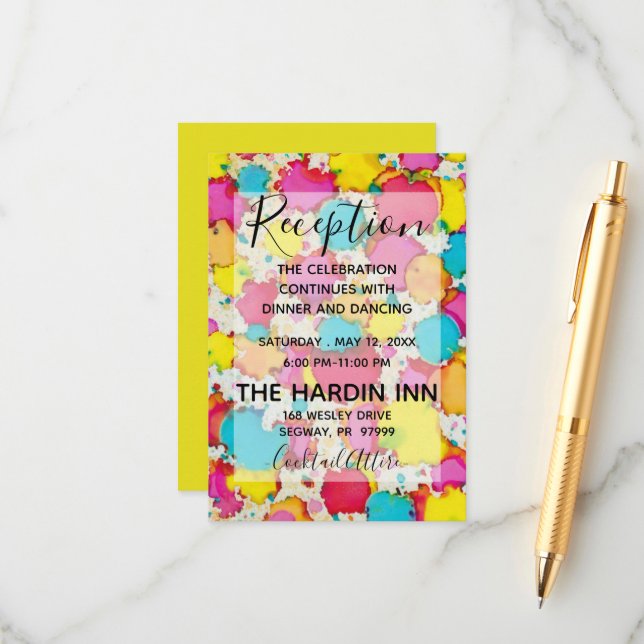 Informações Cartão de Recepção do Bar Mitzvah Confetti BM Bat  (Frente/Verso In Situ)