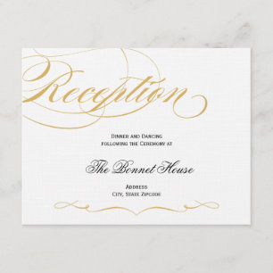 Informações Cartão de Recepção Elegant Script - Dourado e Pret