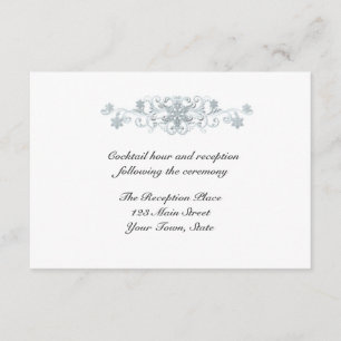 Informações Cartão de Recepção Flocos de Neve Azul Prata