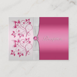 Informações Cartão de Recepção Floral Prateado e Rosa