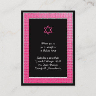Informações Cartão de Recepção Mitzvah, Bat, preto-rosa, Bolin