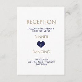 Informações Cartão de Recepção Moderno Coração Azul e Listras