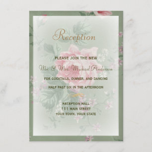 Informações Cartão de Recepção para Casamento de Rosa Verde e 