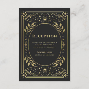 Informações Cartão de Recepção Tarot Elegante De Folha De O