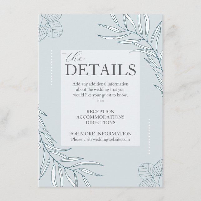 Informações cartão de recinto com detalhes de flores silvestre (Frente)