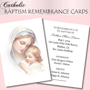 Informações Cartão de Recordação do Batismo do Bebê Católico