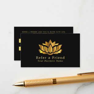 Informações Cartão de Referência Dourado da Flor de Lotus