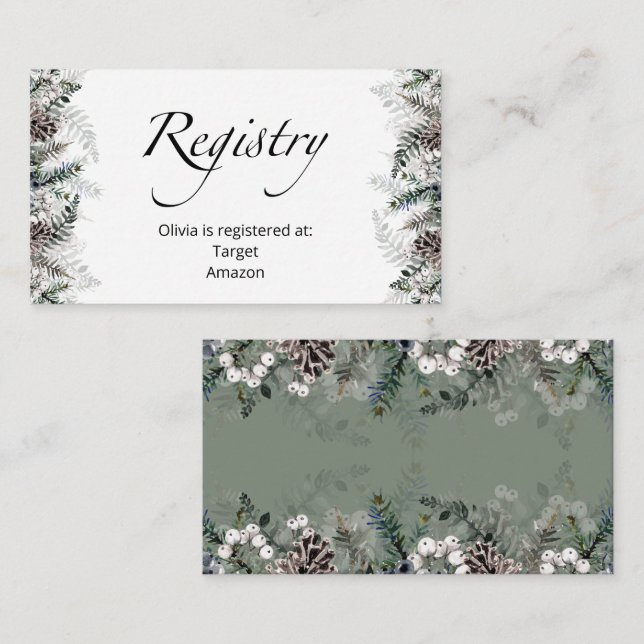 Informações Cartão de Registro de Bebê de Inverno (Frente/Verso)