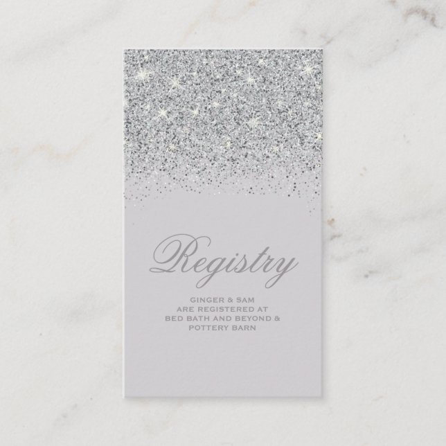 Informações Cartão de Registro de Casamento de Glitter Silver  (Frente)
