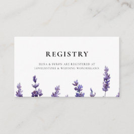 Informações Cartão de registro de casamento de lavanda floral
