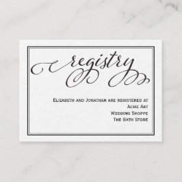 Informações Cartão de Registro de Casamento de Script de Calig