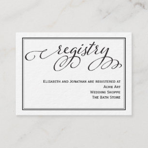 Informações Cartão de Registro de Casamento de Script de Calig