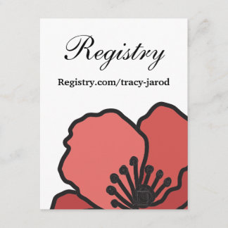 Informações Cartão de Registro de Casamento Floral Vermelho Pa