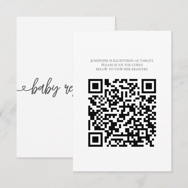 Informações Cartão de Registro de Chá de Bebê com QR Code Mini (Frente/Verso)
