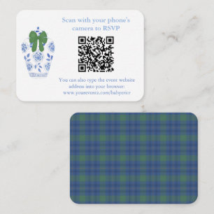 Informações Cartão de Registro de Código QR Azul Verde de Chin