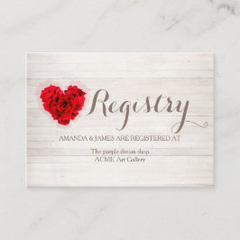 Informações cartão de registro de presente de casamento de ros
