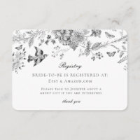 Cartão de Registro de Presentes de Noiva com Flore