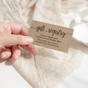 Informações Cartão de Registro do Presente, Chá de fraldas Rus