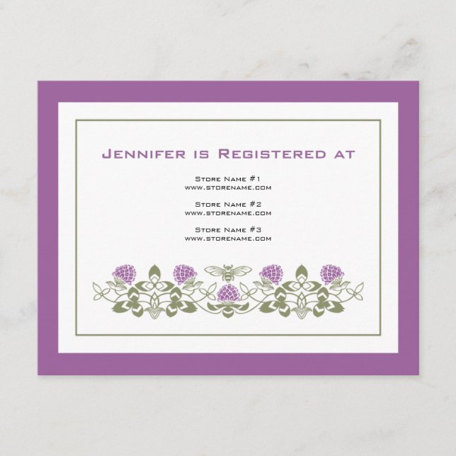 Informações Cartão de Registro Flora Bee (Frente)