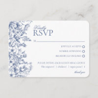 Cartão de Reposição RSVP Floral de Chinoiserie Azu