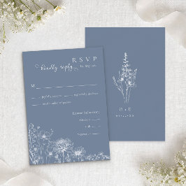 Informações Cartão de Resposta Blue Wildflower Casamento Periw
