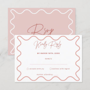 Informações Cartão de Resposta com Borda Ondulada Rosa e Branc